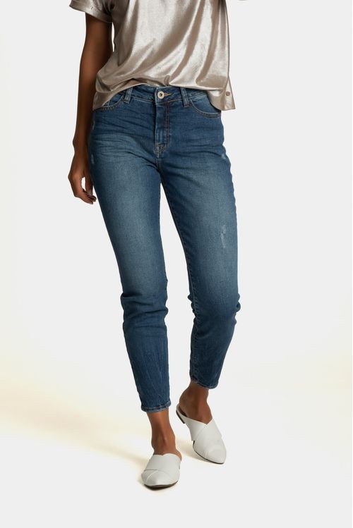 Jeans cropped denim para mujer desgastes