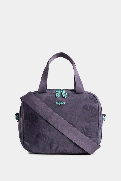 Lonchera vera botanical en textil estampado con forro térmico.